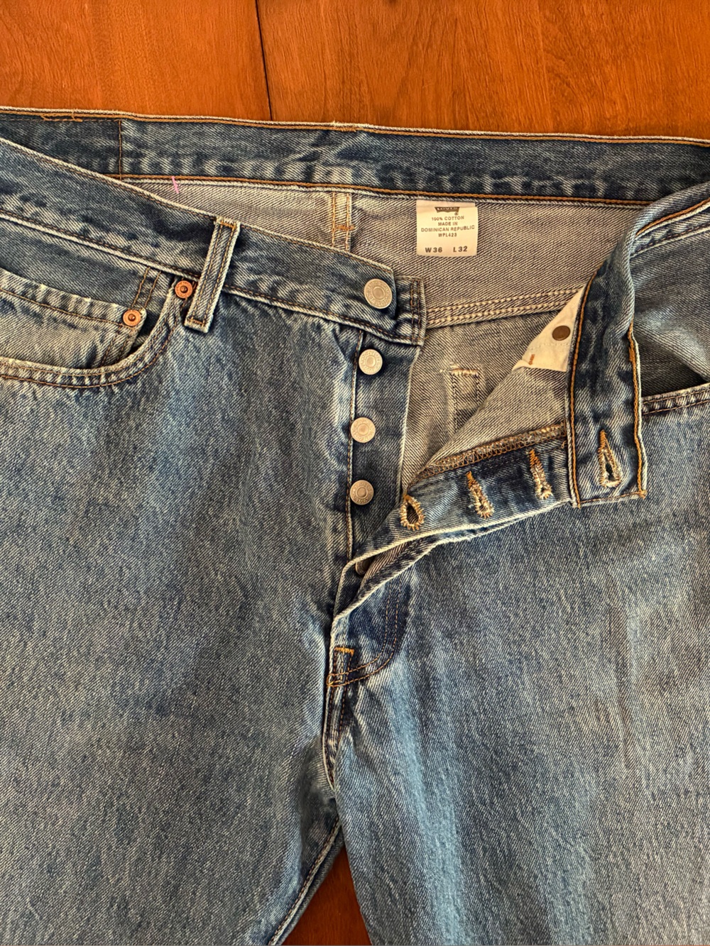 Levi's Blue Straight Jeans with Button Fly